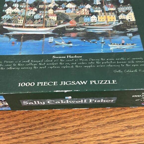 Sally Caldwell Fisher 1000 piece jigsaw puzzle - Swans Harbor” folk art - Picture 2 of 5